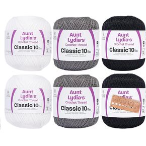 معاطف وكلارك Aunt Lydia's Crochet Thread Cotton Classic 10-6 Skein Assortment (المحيط)