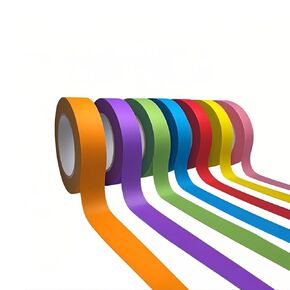 7PCS Colored Washi Tape,0.6 inches x 43 feet Painters Handmade Art Supplies Color Masking Tape Rolls are Suitable for DIY Art Laboratory Labels and Classroom Decorations 7 Colors