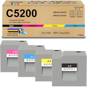 Pro C5200 Toner Cartridge 828422 828423 828424 828425 Black Cyan Magenta Yellow Remanufactured C5200 Toner Cartridge Replacement for Savin Lanier Ricoh Pro C5200 C5200S C5210S Printer