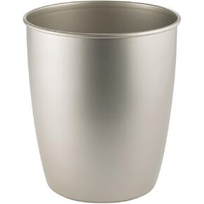 mDesign Small Steel Round Trash Can Bucket - 1.5 Gallon Wastebasket, Garbage Container Bin for Bathroom, Powder Room, Bedroom, Kitchen, Home Office - Hamill Collection - Matte Satin