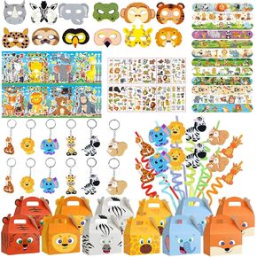 Jungle Safari Party Favors Set 7 Types 84 PCS Safari Birthday Decorations for Wild Animals Theme Birthday Party Supplies Wild Animals Theme Party Favors for Birthday Party Goodie Bag Fillers