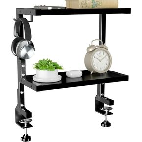 Putorsen Desk Shelf Clamp -On Over أو Under - رف المكتب 15 بوصة ، منظم مكتب لإكسسوارات المكاتب ، أجهزة الألعاب