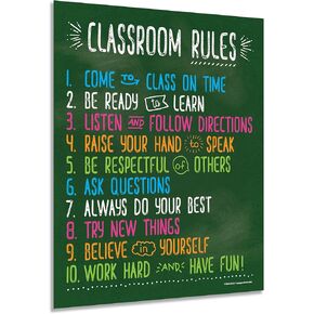 ZOCO Classroom Rules Poster - LAMINATED, 17x22 Inches - Class Expectations - Motivational Posters for Elementary, Middle, High School - Teacher Supplies and Decorations
