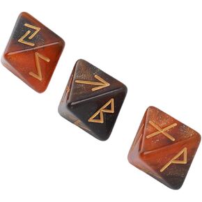 3Pcs Rune Dice 8 Sided Star Sky Mystic Vivid Colors Astrology Learning Prediction Polyhedral Dice Set for Adults (Black Gold) Rune Dice