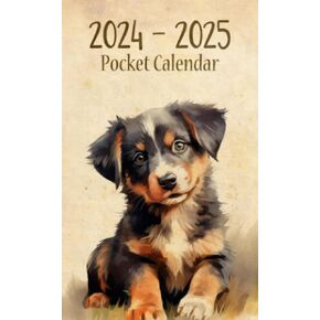 Pocket Calendar 2024-2025 For Purse: 2 Year Small Size 4 x 6.5 inches - Vintage Dog Design Volume 1