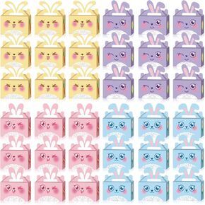 36PCS Happy Easter Gift Boxes Bunny Eggs Gift Boxes with Handle, 1pc Cute Non woven Easter Bag Basket Containers Candy Goodies Party Favor Supplies Stuffers for Kids Home School Classroom Decorations