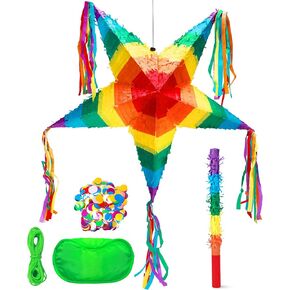 Auihiay Rainbow Star Piñata Foldable Pinata Festive Star Pinatas for Cinco De Mayo, Mexican Taco Party, Fiestas Party, Kids Adults Birthday Party, Anniversary, Baby Shower Decorations