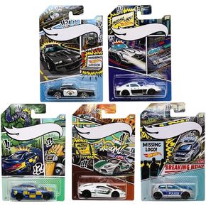 Hot Wheels 2020 Police Pursuit Comic Missing Logo Art Variant Complete Set of 5 Diecast Vehicles