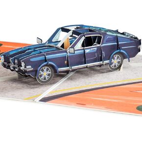 Paper Love Frndly 3D Classic Sports Car Pop Up Card, Handcrafted - 100% Recycled and Eco-Friendly, 8" x 6" Cover - with Note Tag