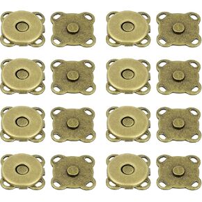 uxcell 12 Sets Magnetic Snaps Button, 10mm/0.39" Metal Plum Magnetic Sew in Clasps Button Hardware Accessories for Clothes Bag Leather DIY Handbag Purse Wallet Craft, Silver