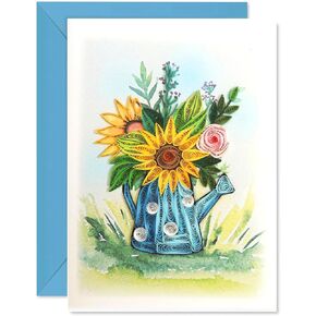 KingKraft Hummingbird and Hibicus Quilling Card, Birthday, Anniversary Card for Wife, Husband, Greeting Card for All Occasions, Mothers Day, Valentines Day Card, Thinking of You, Get Well Card