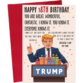 Funny Trump Birthday Card for Men Women - Donald Trump Card for Dad Mom Husband Wife,Humorous Themed Cards, Best Gift to Make Him/Her Laugh