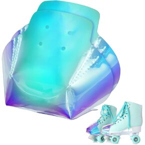 2 Pieces Roller Skate Toe Guards Artificial Leather Toe Guards Protectors for Quad Roller Skate (Rainbow Color,Solid Pattern)