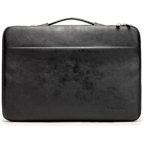 Kinmac 360° Protective Waterproof Laptop Case Bag Sleeve with Handle for MacBook Pro 16, and 15 inch-15.6 inch Laptop (Black PU)