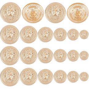 GORGECRAFT 1 Box 60Pcs Metal Blazer Button 6 Sizes Round Clothes Buckles Gold Lion Head Pattern Vintage Shank Suit Sewing Button for Blazer Suits Coat Uniform Jacket Home DIY Crafts 12mm to 25mm