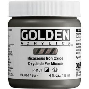 Heavy Body Acrylics by GOLDEN, Micaceous Iron Oxide, 4 fl. oz. Jar, Professional Acrylic Paint, Semi-Opaque