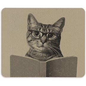 TNUW Funny Cat Read Book Mouse Pad 9.4 X 7.9 Inch, Cute Cat Non-Slip Rubber Mat Mousepad for Office Dorm Desk Decor, Mouse Pad Cat, Office Supplies Gifts for Computer Laptop Women Men Kid