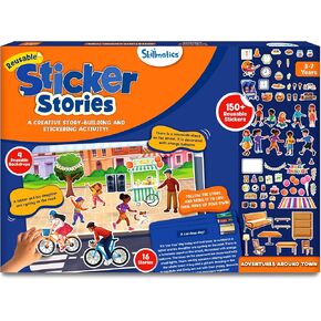Skillmatics Reusable Stickers - Around Town, Creative Story Building Activity, Mess-Free, Learning & Educational Travel Toy, 150+ Stickers, Preschool Skills, Gifts for Kids Ages 3, 4, 5, 6, 7