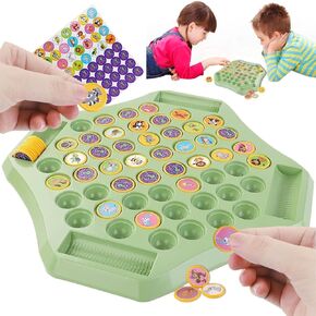 Fun Flip Chess Memory Game(52 Chess),Creative Pair-up Memory Game Board,Animal Patterns Memory Flipping Chess for 2-4 Player, Kids Fun Puzzle Strategy Game (Style A)