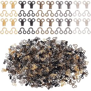 GOMAKERER 300 Pcs 5 Colors Brass Garment Hook and Eye, 10mm Mini Sewing Hooks and Eyes Closure Hook and Eye Latch Perfect for Doll Clothes Sewing Projects, Craft Supply