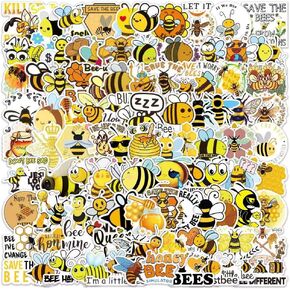 Bee Stickers, 100 Pcs Cute Bee Stickers for Kids, Water Bottle Stickers Waterproof Vinyl Phone Skateboard Laptop Stickers, Aesthetic Insect Honeybee Stickers for Teens Adults