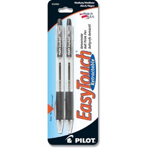 PILOT EasyTouch Refillable & Retractable Ballpoint Pens, Medium Point, Black Ink, 2-Pack (32260)