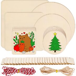 Meetory Unfinished Blank Wood Square,3 Different Size Wood Square Slices Cutouts for DIY Arts Craft Project, Pyrography Art, Painting Writing and Decoration(10cm,8cm,5cm)