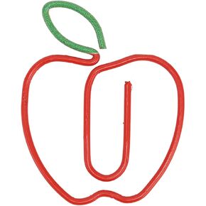 100-Pack of Apple-Shaped Paper Clips, Paper Clip Bookmarks, Clear Office Stationery Holder, Fun Storage Box, Cute Paper Clip Bookmarks