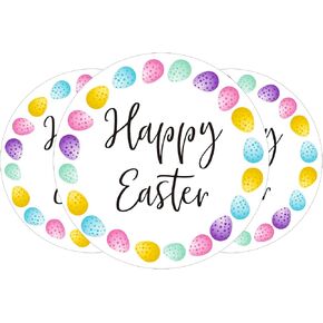G2PLUS Easter Gift Stickers, 120Pcs Happy Easter Stickers, 2" Round Eggs Label Sticker for Candy Bags, Gift Wrapping, Spring Party Favors