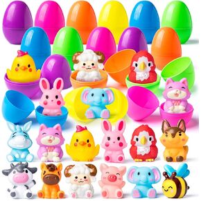 Prefilled Easter Eggs with Toys, 12 Pack Prefilled Easter Eggs with Finger Puppets, Ideal for Easter Egg Hunts, Basket Stuffers, Party Favors, Classroom Prizes, Easter Gifts for Kids Toddlers