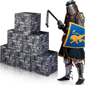 12 Pcs Large 11.81 Inch Stone Wall Boxes Medieval Themed Party Decorations Jumbo Giant Castle Brick Centerpieces for Cobble Stone Brick Wall Medieval Party Birthday Party Favors Box
