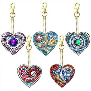 Syntego 5D DIY Assorted Diamond Painting Keyrings Craft Kit Keychain (Hearts)