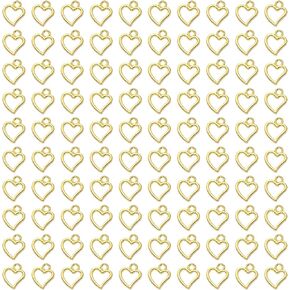 Shapenty Mini Metal Hollow Heart Pendant Charms Beads Bulk for Necklace Earring Bracelet Keychain Jewelry Making Craft Project Christmas Ornaments Decoration, 10x8mm, 100PCS