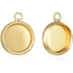 20pcs Adabele Tarnish Resistant Gold Bezel Cup Frame Tray Setting Jewelry Findings for 6mm Round Cabochon Photo Cameo Resin Pendant Jewelry Making BF49-6
