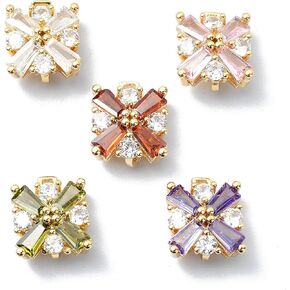LiQunSweet 20 Pcs Cherry Blossoms Flower Links Charms Brass Pave Cubic Zirconia Floral Connector Charms for DIY Jewelry Bracelet Necklace Earring Craft