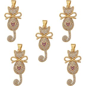 5 Pieces Phoenix Charm Connector Brass Cubic Zirconia Links Connectors Real 12K Gold Plated for Jewelry Necklace Bracelet Earring Making