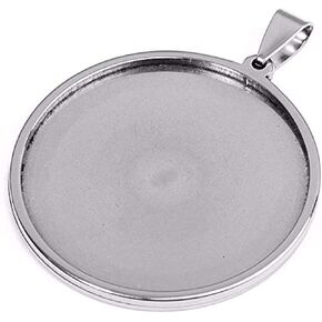 10pcs Stainless Steel 35mm 40mm Round Cabochons Pendant Blank Bezels Oval Cabochons Necklace Base Trays Settings for jewelry Pendant DIY Making (40mm)