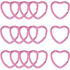 15PCS Pink Heart Shape Key Ring Colorful Split Ring Ring Leather Craft for Key Chains Connectors Jewelry Making