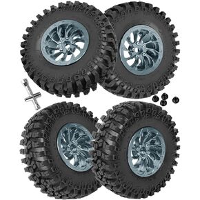 2.2In Beadlock Wheels & Tires Set for Axia1 SCX10 Capra/AMG 6x6/TRX4/Redcat Gen8 Redcat Everest Gen7 Pro,RC Aluminium 2.2 Beadlock Wheel Rim & 2.2 Beadlock Tires,Titanium