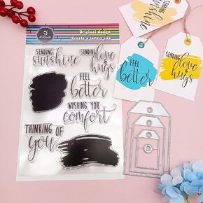 Alinacutle Sending Love Sentiments Clear Stamps with 3pcs Bookmark Metal Die Cut for Handmade Card Making Scrapbooking and Album Paper Craft Silicon Stamp