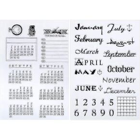 2 Sheets Calendar Planner Silicone Clear Stamps Dates and Months Planner Clear Stamp Seal for Journaling, DIY Scrapbooking and Photo Album Decoration