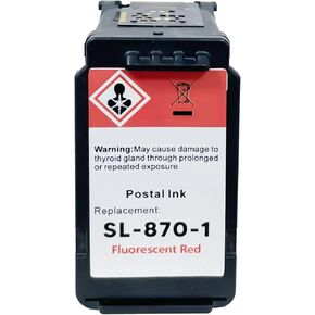 SL-870-1 XXL Fluorescent Red Ink Cartridge Compatible for PB New SendPro Mailstation Postage Meter (CSD1) - 1 Pack(18ML) 18M