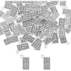 SUNNYCLUE 1 Box 100Pcs Money Charms Bulk Money Sign Charm Cash US 100 Dollar Bill Coin Currency Silver Antique Alloy Charm Bulk for Jewelry Making Charms Earrings Necklace Bracelets DIY Crafts