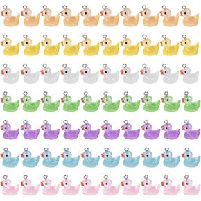 Glow in the Dark Stars Charms Star Duck Turtle Tortoise Beads Luminous Resin Charm Miniature Cute Animal Pendants for Jewelry Making Bracelets Necklace Earrings Keychian DIY Crafts Candy Color