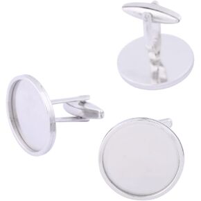 Reidgaller 10pcs 20mm Cabochon Cufflink Bezel Setting Trays DIY Stainless Steel Cuff Link Base Blanks for Button Jewelry Making