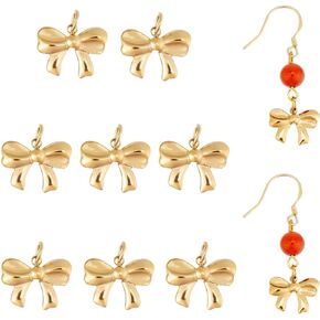 DICOSMETIC 10Pcs Stainless Steel Bowknot Charms Golden Bow Tie Charms Lady Bowknot Charms Bow Charms with Jump Ring for DIY Necklace Bracelet Jewelry Making, Hole: 2.4mm