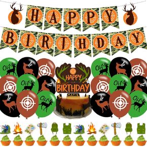 Hunting Birthday Party Decorations Deer Birthday Party Decorations Includes Hunting Banner Balloons Cake Cupcake Topperfor Go Hunting Decorations