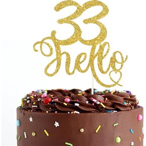 Hello 33 Cake Topper - Happy 33rd Birthday Cake Topper,Cheers to 33 Years,33rd Birthday Party Cake Decorations