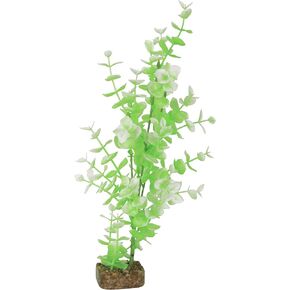 GloFish Plant Aquarium Décor, Green and White Large, Fluorescent Under Blue LED Light