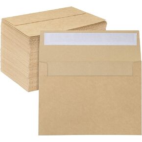 A7 Printable Brown Kraft 5x7 Envelopes 250 Pack, Ohuhu A7 5-1/4 x 7-1/4 Inch, Bulk A7 Envelopes for 5x7 Cards Invitation Wedding Chirstmas Photo Shower Birthday Party - Peel, Press & Self Seal